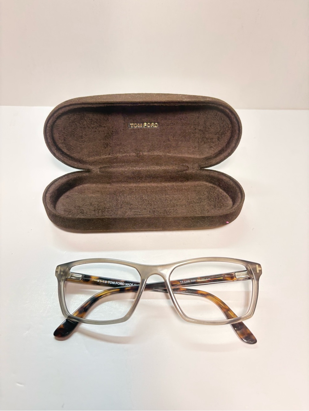 Used Tom Ford Men’s Clear Gray Rectangle Eyeglass Frames